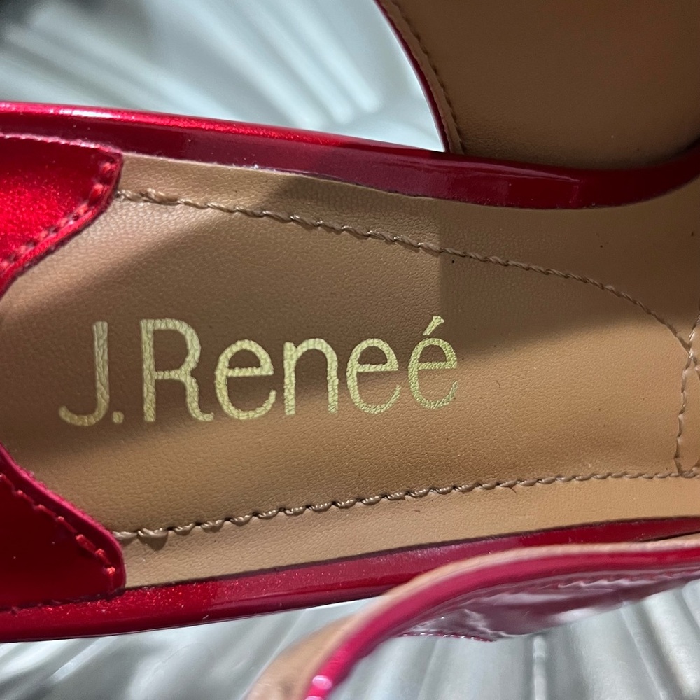 J.Renee Women’s Size 8.5 Red Patent Bow Slingback Heels - Picture 9 of 9
